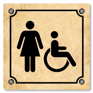 WC ženy invalidé, 100x100mm, pergamen, Kansas